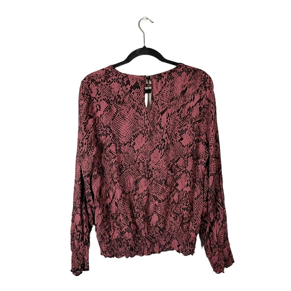 Daytrip Snakeskin Patterned Boho Business Casual Long Sleeve Blouse Size Large - Picture 2 of 7